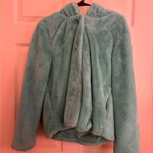Fashion Nova Light Green Faux Fur Coat
